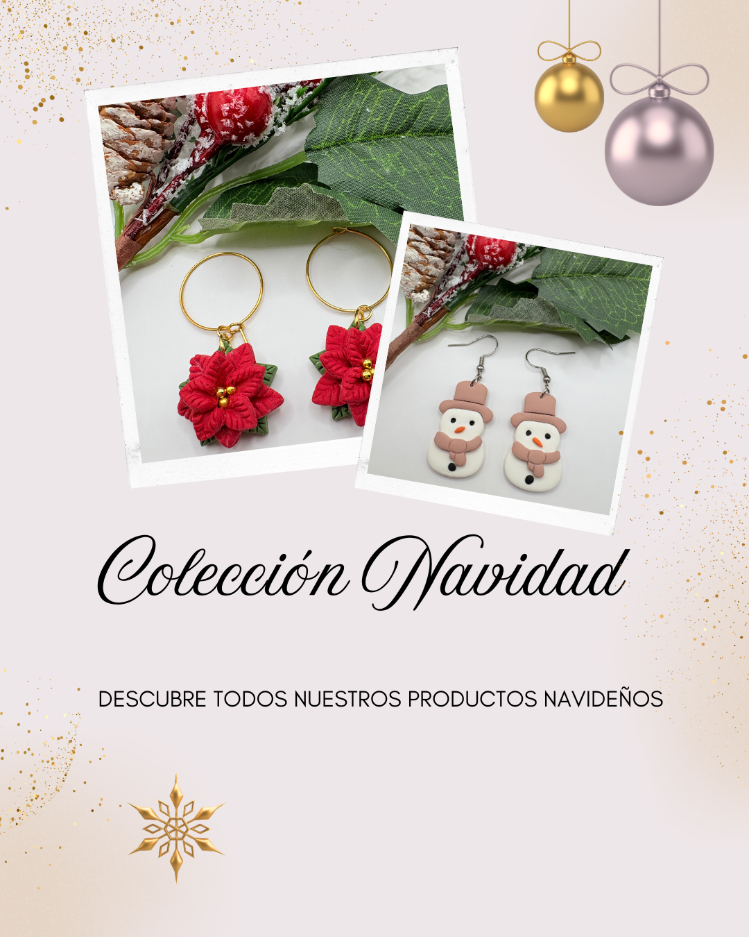 Pendientes artesanales navideños hechos a mano por YOLIAN DESING