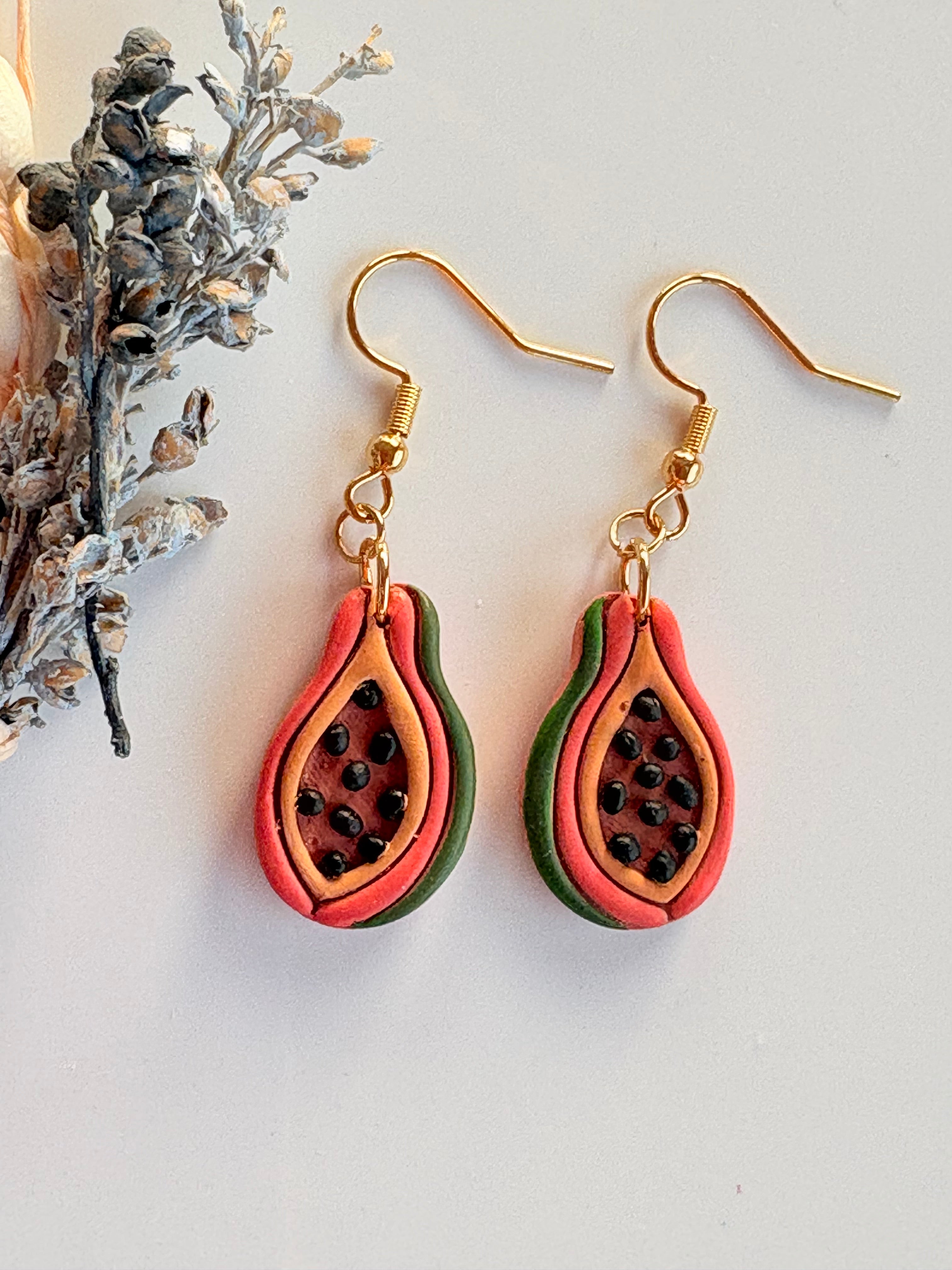 Pendiente Papaya · Arcilla Polimérica