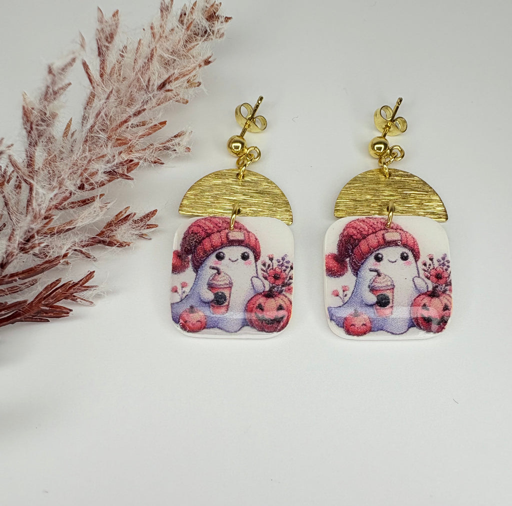 Pendientes Halloween Fantasma Calabaza Gorro