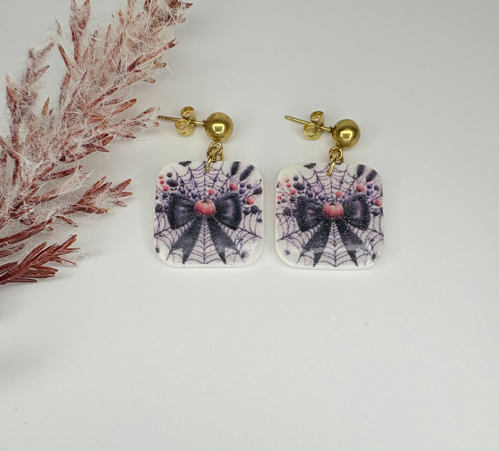 Pendientes Halloween Resina y Lazo negro