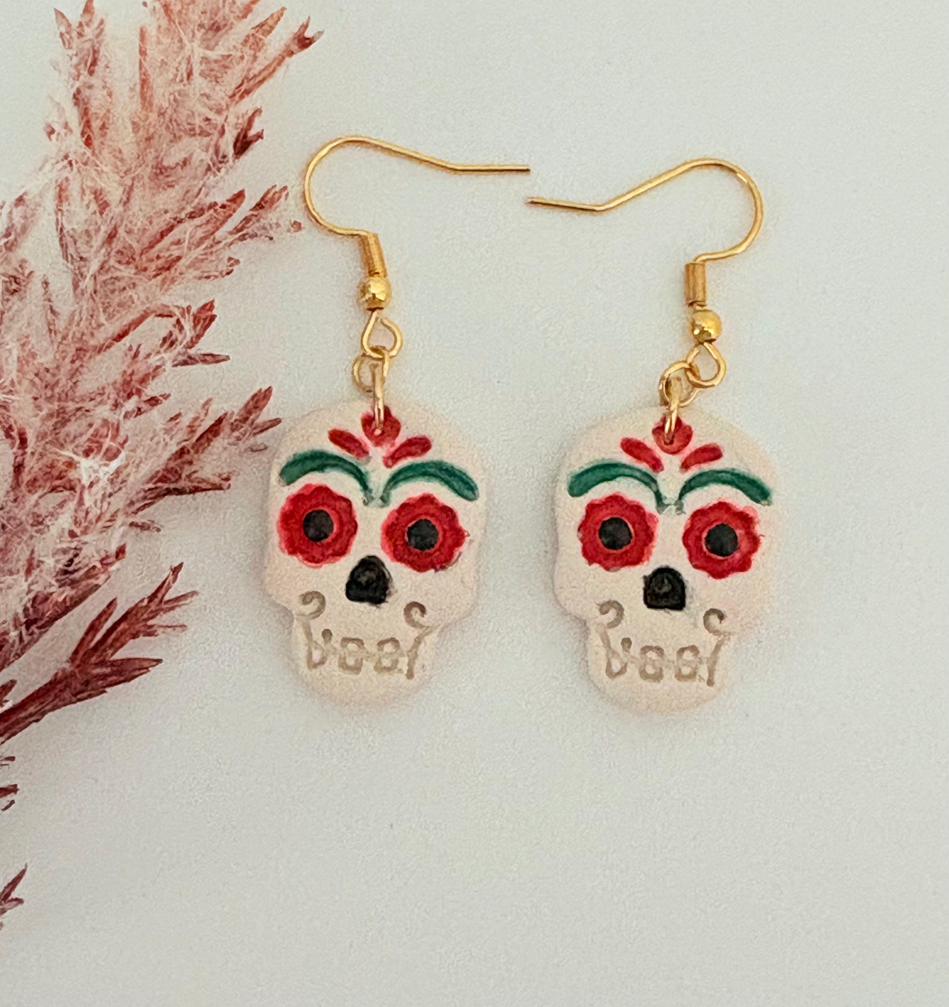 Pendiente Halloween Calavera pintada