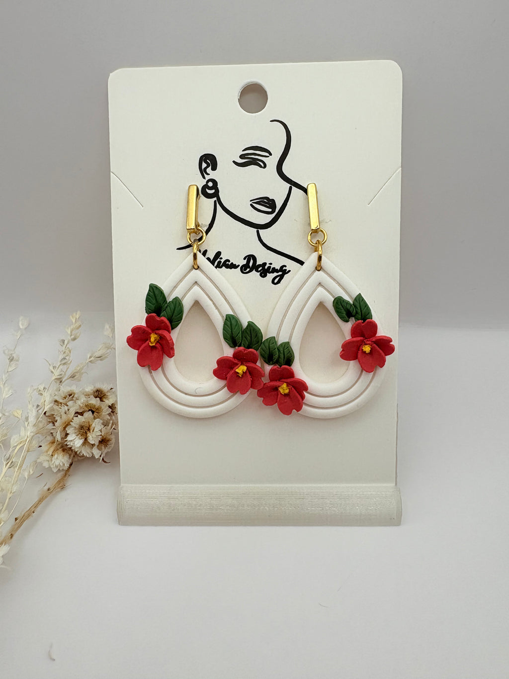 Pendientes lagrima floral