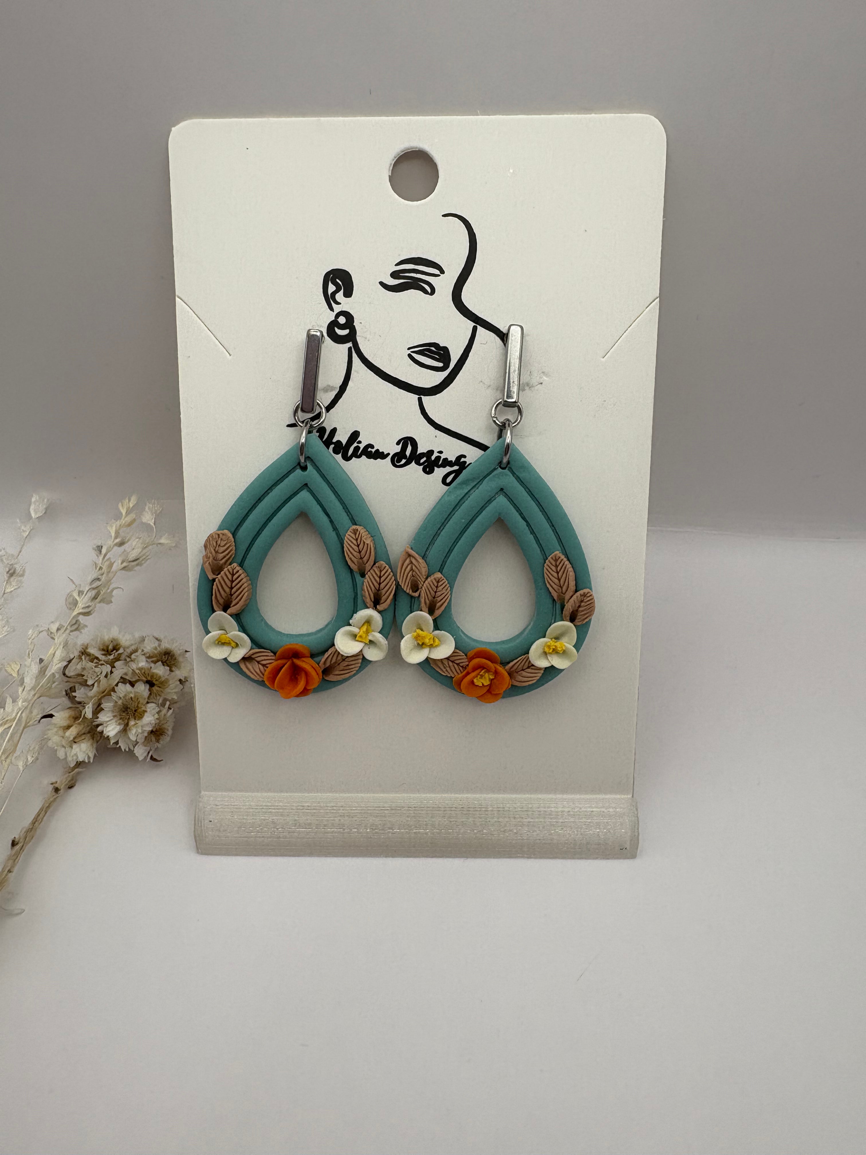 Pendientes Lágrima floral