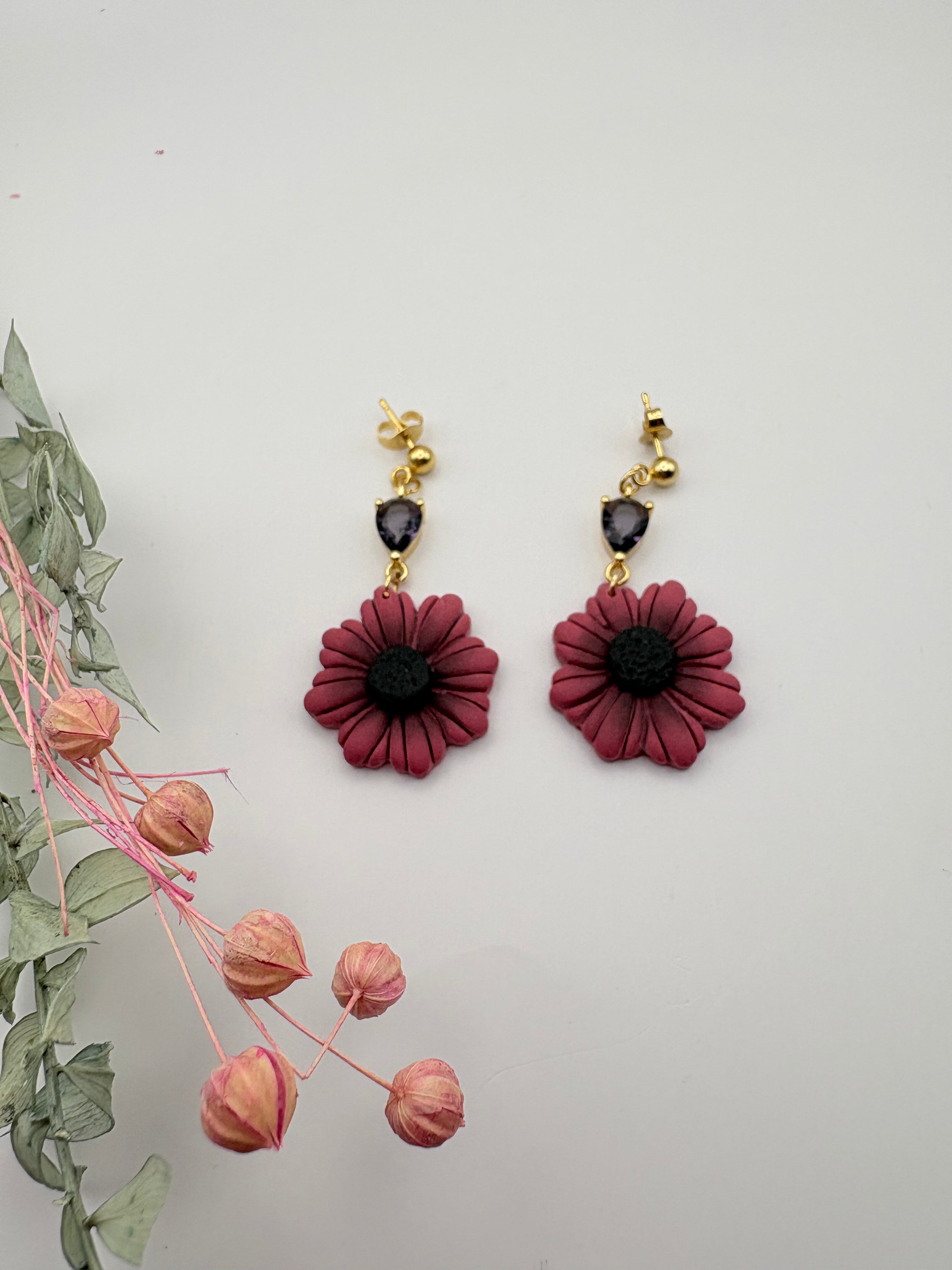 Pendientes Corelia Granate