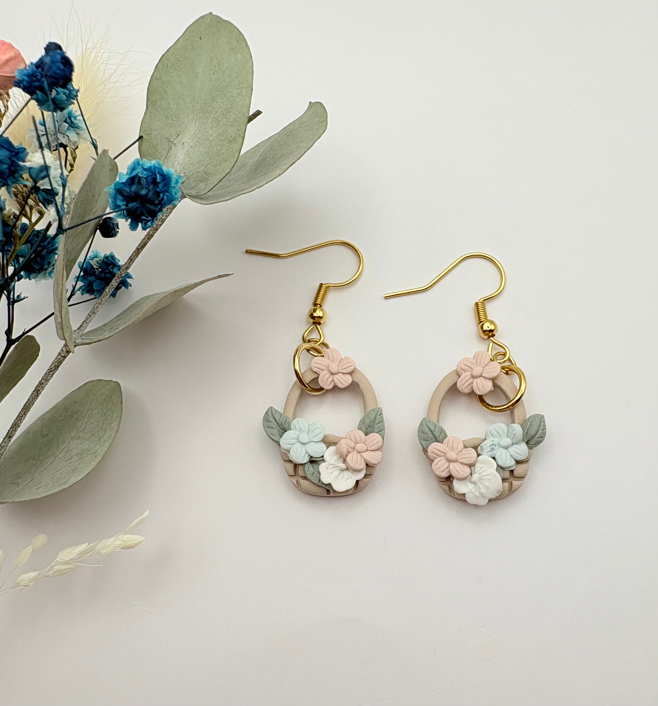 Pendientes Cesta Flores